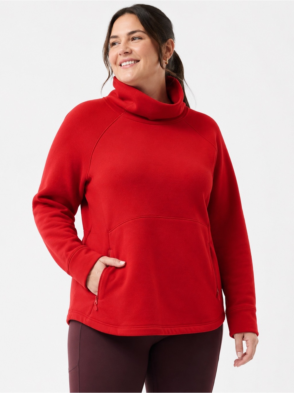 Athleta Red Cowl Neck Pullover Sweater